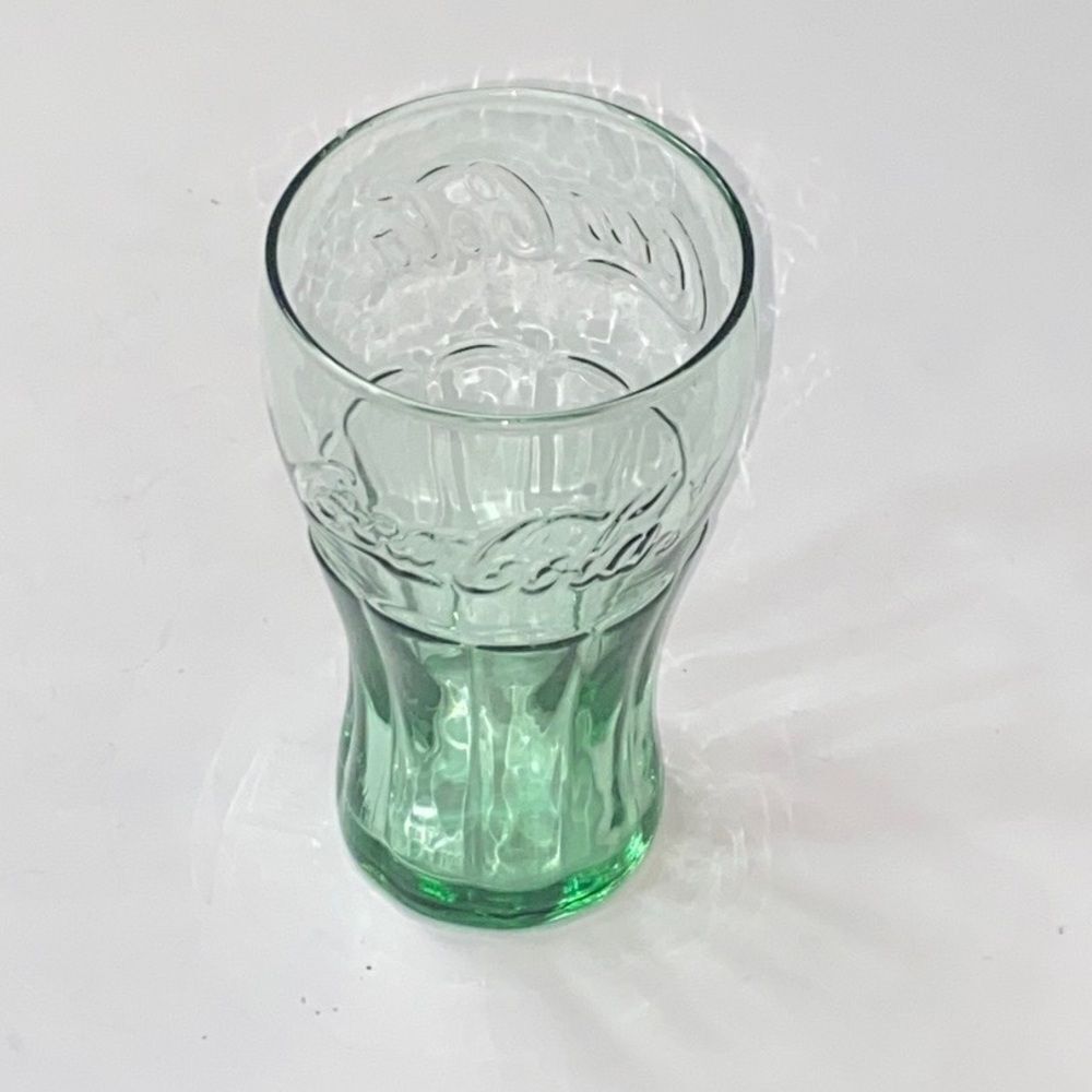 10/$50 Sale VTG,Green Coca Cola Glass One Of Coke 4 1/2 Inches Tall 6 Fluid Oz